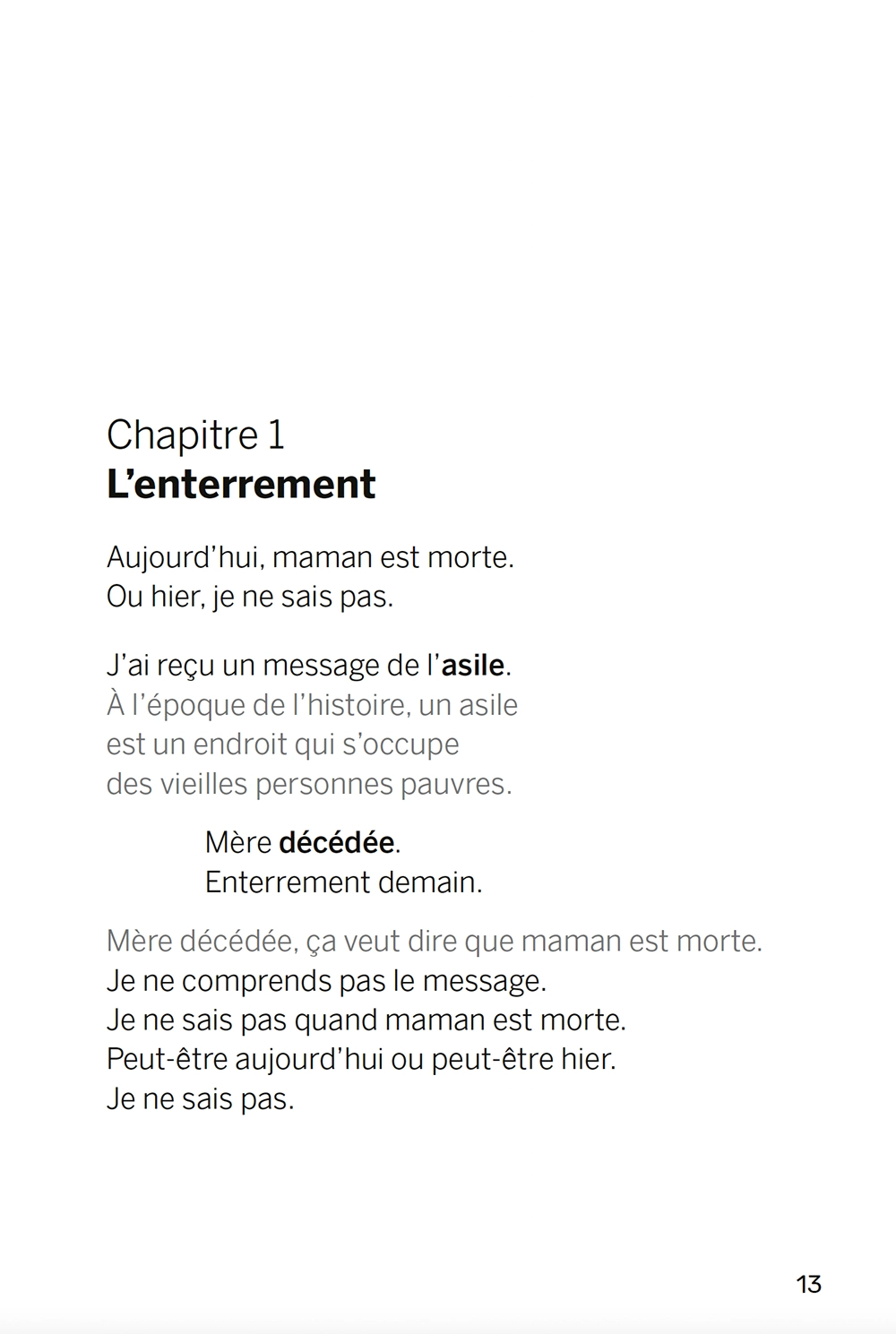 Etranger de Camus extrait FALC Editions Kilema