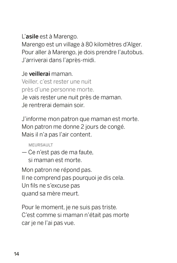 Etranger de Camus extrait FALC Editions Kilema