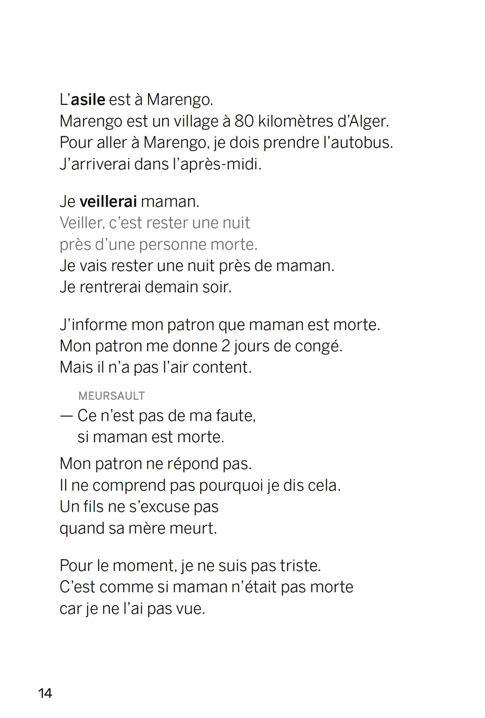 Etranger de Camus extrait FALC Editions Kilema
