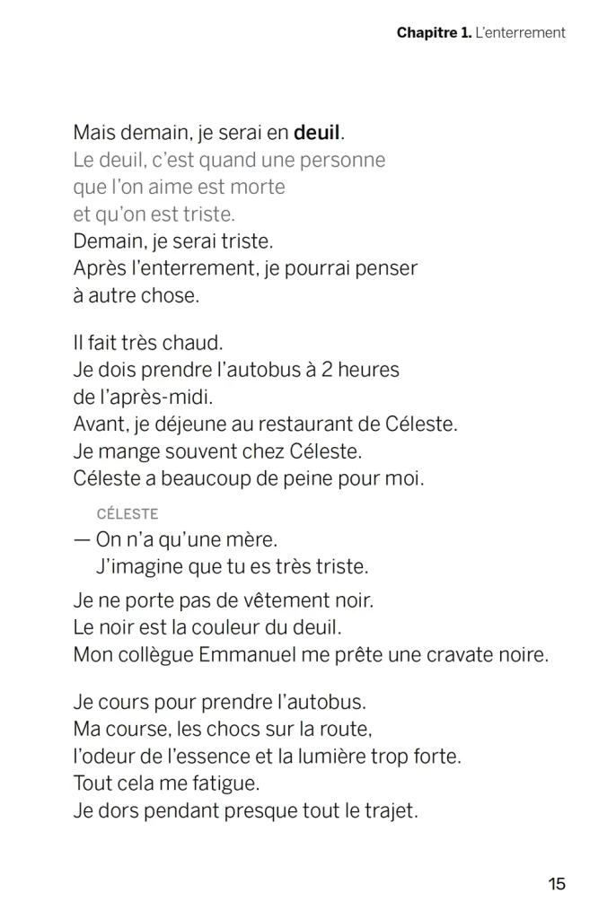 Etranger de Camus extrait FALC Editions Kilema