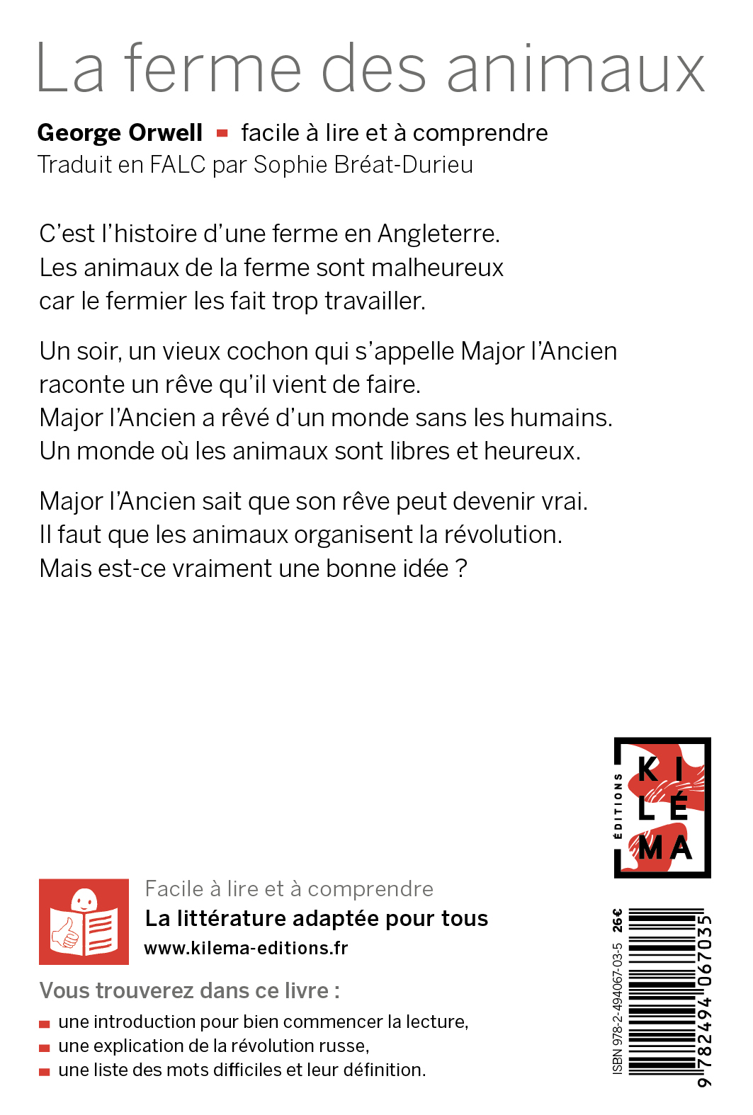 LA FERME DES ANIMAUX quatrième de couverture